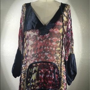 4 Love & Liberty by Johnny Was Silk Pouch Pocket Blouse M NWT